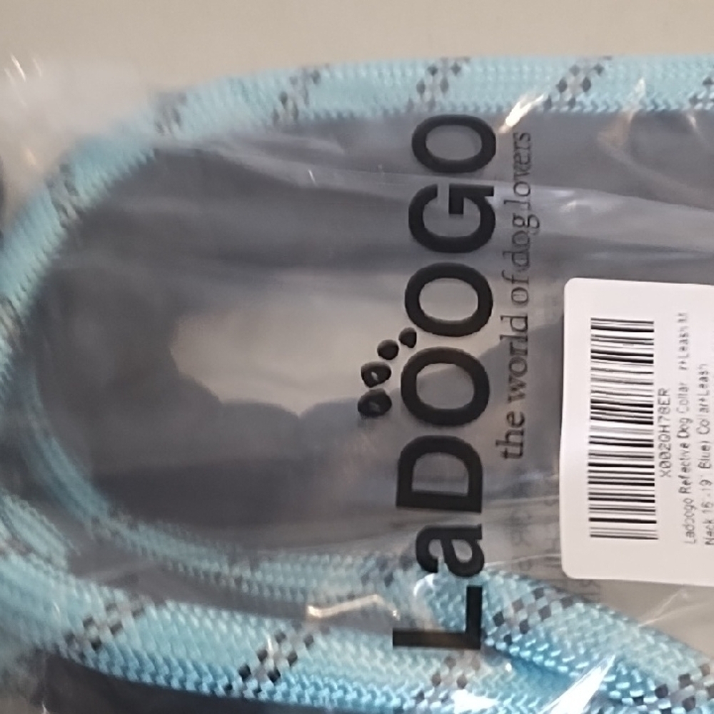 Blue Dog Collar and Leash Set Medium Size Dog NEW Reflective Padded - Picture 3 of 6